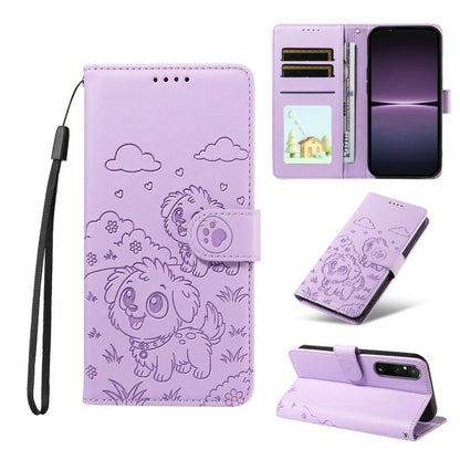 Embossed Heart Dog RFID Blocking Wallet Leather Phone Case, For Sony Xperia 1 VIII 2026, For Sony Xperia 1 VII 2025, For Sony Xperia 10 VI 2024, For Sony Xperia 1 VI 2024, For Sony Xperia 5 VI 2024, For Sony Xperia 5 V 2023, For Sony Xperia 1 V 2023   ...