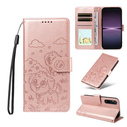 Embossed Heart Dog RFID Blocking Wallet Leather Phone Case, For Sony Xperia 1 VIII 2026, For Sony Xperia 1 VII 2025, For Sony Xperia 10 VI 2024, For Sony Xperia 1 VI 2024, For Sony Xperia 5 VI 2024, For Sony Xperia 5 V 2023, For Sony Xperia 1 V 2023   ...