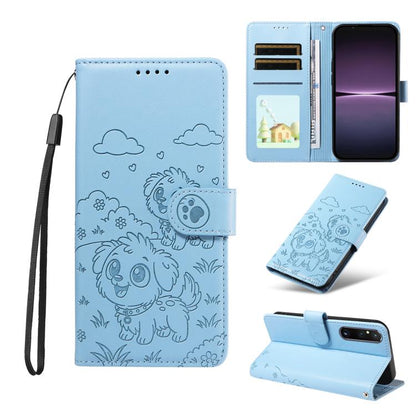 Embossed Heart Dog RFID Blocking Wallet Leather Phone Case, For Sony Xperia 1 VIII 2026, For Sony Xperia 1 VII 2025, For Sony Xperia 10 VI 2024, For Sony Xperia 1 VI 2024, For Sony Xperia 5 VI 2024, For Sony Xperia 5 V 2023, For Sony Xperia 1 V 2023   ...