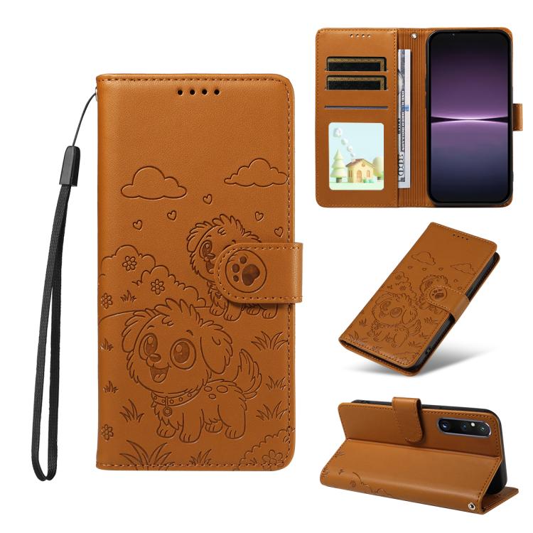 Embossed Heart Dog RFID Blocking Wallet Leather Phone Case, For Sony Xperia 1 VIII 2026, For Sony Xperia 1 VII 2025, For Sony Xperia 10 VI 2024, For Sony Xperia 1 VI 2024, For Sony Xperia 5 VI 2024, For Sony Xperia 5 V 2023, For Sony Xperia 1 V 2023   ...