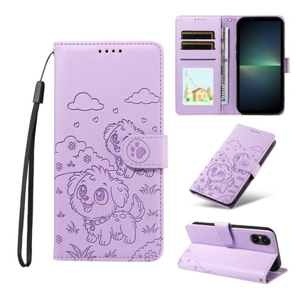 Embossed Heart Dog RFID Blocking Wallet Leather Phone Case, For Sony Xperia 1 VIII 2026, For Sony Xperia 1 VII 2025, For Sony Xperia 10 VI 2024, For Sony Xperia 1 VI 2024, For Sony Xperia 5 VI 2024, For Sony Xperia 5 V 2023, For Sony Xperia 1 V 2023   ...