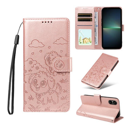 Embossed Heart Dog RFID Blocking Wallet Leather Phone Case, For Sony Xperia 1 VIII 2026, For Sony Xperia 1 VII 2025, For Sony Xperia 10 VI 2024, For Sony Xperia 1 VI 2024, For Sony Xperia 5 VI 2024, For Sony Xperia 5 V 2023, For Sony Xperia 1 V 2023   ...
