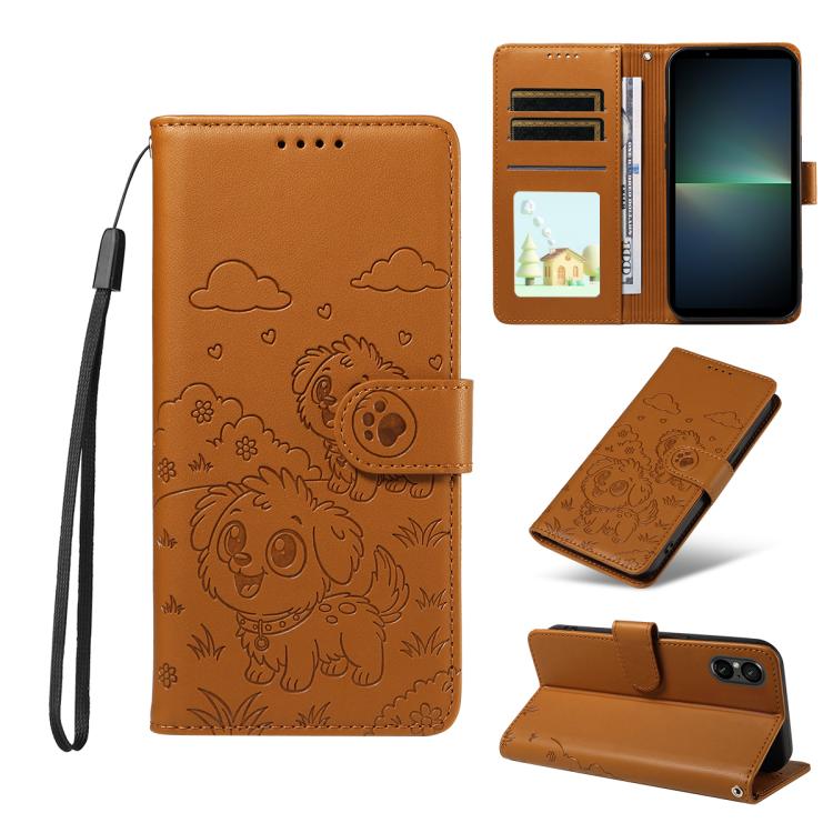Embossed Heart Dog RFID Blocking Wallet Leather Phone Case, For Sony Xperia 1 VIII 2026, For Sony Xperia 1 VII 2025, For Sony Xperia 10 VI 2024, For Sony Xperia 1 VI 2024, For Sony Xperia 5 VI 2024, For Sony Xperia 5 V 2023, For Sony Xperia 1 V 2023   ...