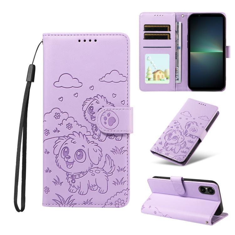 Embossed Heart Dog RFID Blocking Wallet Leather Phone Case, For Sony Xperia 1 VIII 2026, For Sony Xperia 1 VII 2025, For Sony Xperia 10 VI 2024, For Sony Xperia 1 VI 2024, For Sony Xperia 5 VI 2024, For Sony Xperia 5 V 2023, For Sony Xperia 1 V 2023   ...