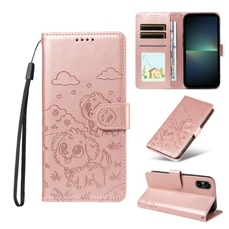 Embossed Heart Dog RFID Blocking Wallet Leather Phone Case, For Sony Xperia 1 VIII 2026, For Sony Xperia 1 VII 2025, For Sony Xperia 10 VI 2024, For Sony Xperia 1 VI 2024, For Sony Xperia 5 VI 2024, For Sony Xperia 5 V 2023, For Sony Xperia 1 V 2023   ...
