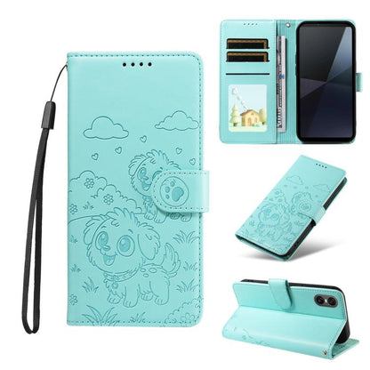 Embossed Heart Dog RFID Blocking Wallet Leather Phone Case, For Sony Xperia 1 VIII 2026, For Sony Xperia 1 VII 2025, For Sony Xperia 10 VI 2024, For Sony Xperia 1 VI 2024, For Sony Xperia 5 VI 2024, For Sony Xperia 5 V 2023, For Sony Xperia 1 V 2023   ...