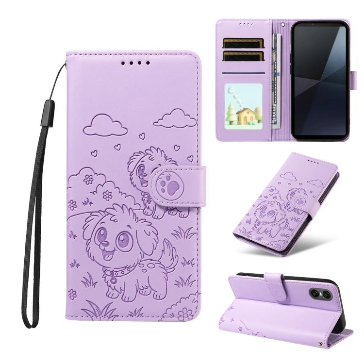 Embossed Heart Dog RFID Blocking Wallet Leather Phone Case, For Sony Xperia 1 VIII 2026, For Sony Xperia 1 VII 2025, For Sony Xperia 10 VI 2024, For Sony Xperia 1 VI 2024, For Sony Xperia 5 VI 2024, For Sony Xperia 5 V 2023, For Sony Xperia 1 V 2023   ...