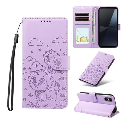 Embossed Heart Dog RFID Blocking Wallet Leather Phone Case, For Sony Xperia 1 VIII 2026, For Sony Xperia 1 VII 2025, For Sony Xperia 10 VI 2024, For Sony Xperia 1 VI 2024, For Sony Xperia 5 VI 2024, For Sony Xperia 5 V 2023, For Sony Xperia 1 V 2023   ...