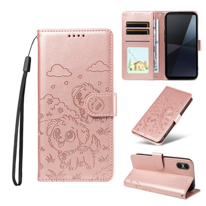 Embossed Heart Dog RFID Blocking Wallet Leather Phone Case, For Sony Xperia 1 VIII 2026, For Sony Xperia 1 VII 2025, For Sony Xperia 10 VI 2024, For Sony Xperia 1 VI 2024, For Sony Xperia 5 VI 2024, For Sony Xperia 5 V 2023, For Sony Xperia 1 V 2023   ...