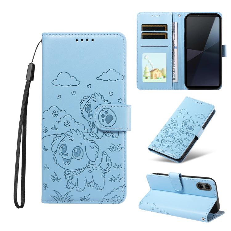 Embossed Heart Dog RFID Blocking Wallet Leather Phone Case, For Sony Xperia 1 VIII 2026, For Sony Xperia 1 VII 2025, For Sony Xperia 10 VI 2024, For Sony Xperia 1 VI 2024, For Sony Xperia 5 VI 2024, For Sony Xperia 5 V 2023, For Sony Xperia 1 V 2023   ...