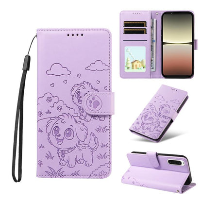 Embossed Heart Dog RFID Blocking Wallet Leather Phone Case, For Sony Xperia 1 VIII 2026, For Sony Xperia 1 VII 2025, For Sony Xperia 10 VI 2024, For Sony Xperia 1 VI 2024, For Sony Xperia 5 VI 2024, For Sony Xperia 5 V 2023, For Sony Xperia 1 V 2023   ...