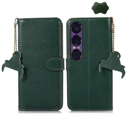 Genuine Leather Litchi Texture RFID Leather Phone Case, For Sony Xperia 1 VIII, For Sony Xperia 1 VII, For Sony Xperia 5 IV, For Sony Xperia 10 IV