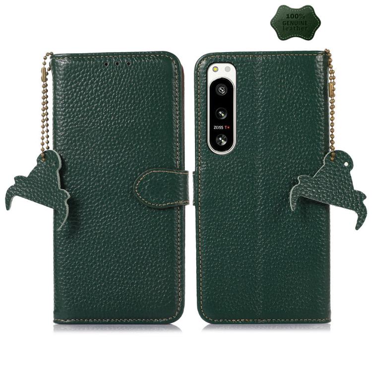 Genuine Leather Litchi Texture RFID Leather Phone Case, For Sony Xperia 1 VIII, For Sony Xperia 1 VII, For Sony Xperia 5 IV, For Sony Xperia 10 IV