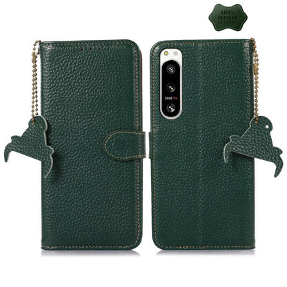Genuine Leather Litchi Texture RFID Leather Phone Case, For Sony Xperia 1 VIII, For Sony Xperia 1 VII, For Sony Xperia 5 IV, For Sony Xperia 10 IV