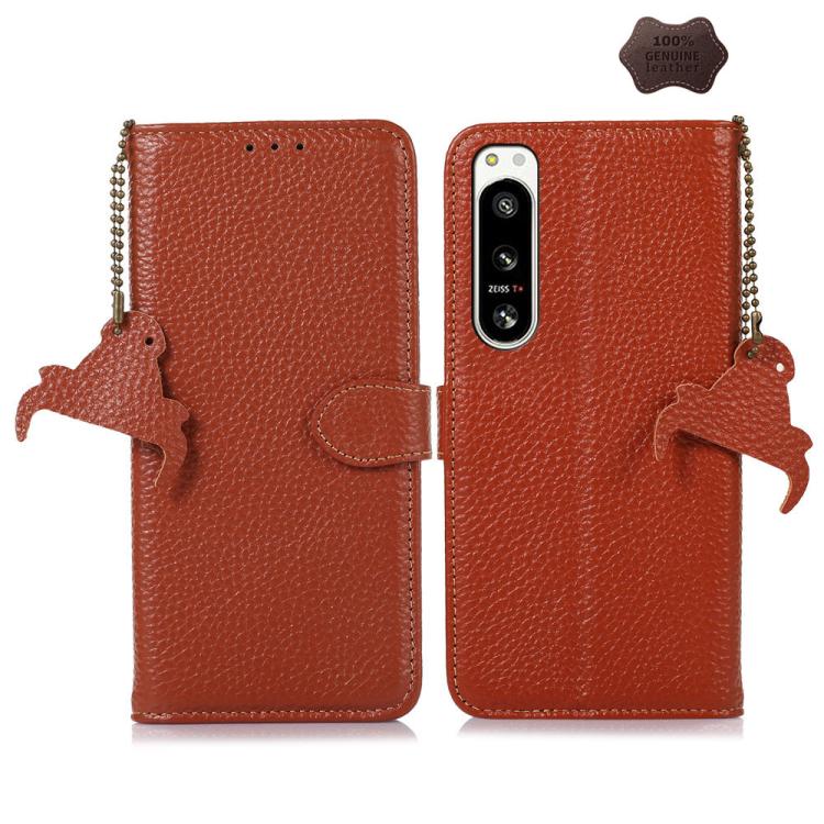 Genuine Leather Litchi Texture RFID Leather Phone Case, For Sony Xperia 1 VIII, For Sony Xperia 1 VII, For Sony Xperia 5 IV, For Sony Xperia 10 IV