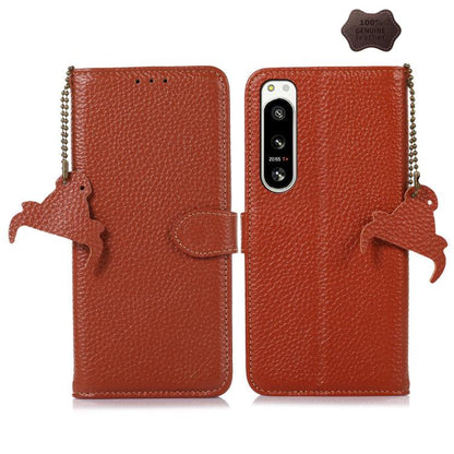 Genuine Leather Litchi Texture RFID Leather Phone Case, For Sony Xperia 1 VIII, For Sony Xperia 1 VII, For Sony Xperia 5 IV, For Sony Xperia 10 IV