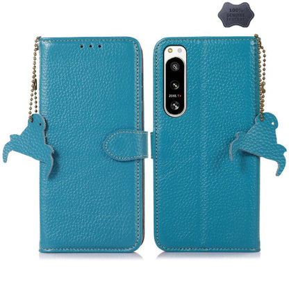 Genuine Leather Litchi Texture RFID Leather Phone Case, For Sony Xperia 1 VIII, For Sony Xperia 1 VII, For Sony Xperia 5 IV, For Sony Xperia 10 IV