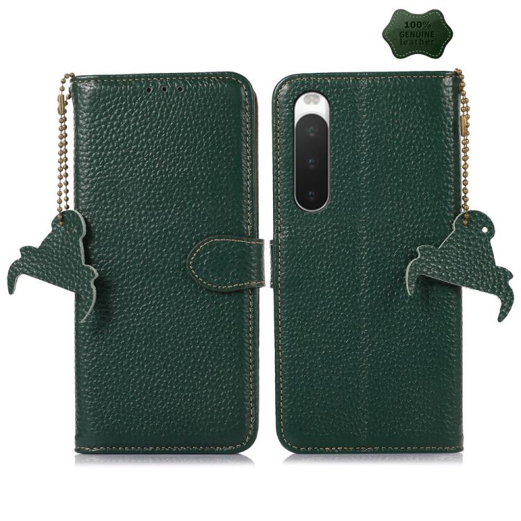 Genuine Leather Litchi Texture RFID Leather Phone Case, For Sony Xperia 1 VIII, For Sony Xperia 1 VII, For Sony Xperia 5 IV, For Sony Xperia 10 IV