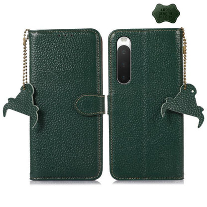 Genuine Leather Litchi Texture RFID Leather Phone Case, For Sony Xperia 1 VIII, For Sony Xperia 1 VII, For Sony Xperia 5 IV, For Sony Xperia 10 IV