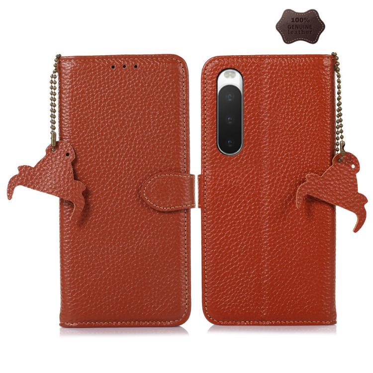 Genuine Leather Litchi Texture RFID Leather Phone Case, For Sony Xperia 1 VIII, For Sony Xperia 1 VII, For Sony Xperia 5 IV, For Sony Xperia 10 IV