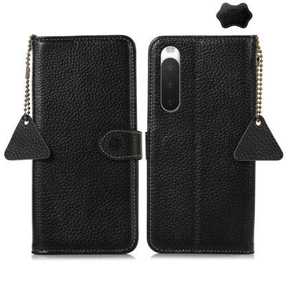 Genuine Leather Litchi Texture RFID Leather Phone Case, For Sony Xperia 1 VIII, For Sony Xperia 1 VII, For Sony Xperia 5 IV, For Sony Xperia 10 IV