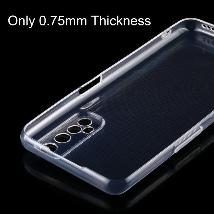 Ultra-thin transparent TPU case corner close-up, showing port openings and camera cutout area