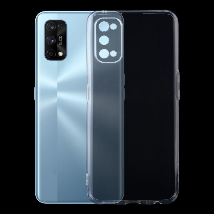 Clear TPU phone case, back and front views showing camera cutout and side opening details