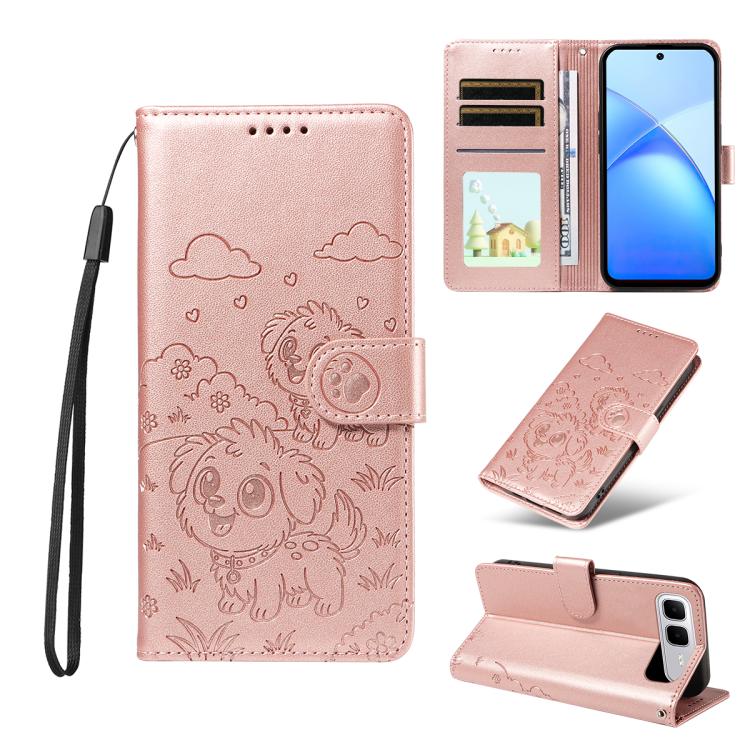 Embossed Heart Dog RFID Blocking Wallet Leather Phone Case, For Infinix Smart 20 4G, For Infinix Hot 60 / 60i, For Infinix Hot 60 Pro+ 4G, For Infinix Hot 60 Pro 4G, For Infinix Smart 10 Plus 4G x6725B, For Infinix Smart 10 4G / Tecno Pop 10           ...