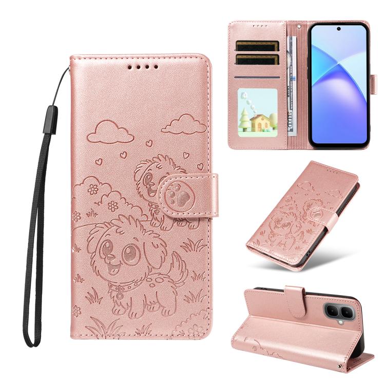 Embossed Heart Dog RFID Blocking Wallet Leather Phone Case, For Infinix Smart 20 4G, For Infinix Hot 60 / 60i, For Infinix Hot 60 Pro+ 4G, For Infinix Hot 60 Pro 4G, For Infinix Smart 10 Plus 4G x6725B, For Infinix Smart 10 4G / Tecno Pop 10           ...