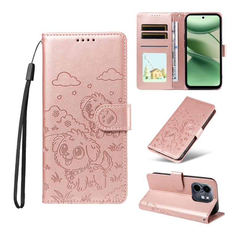 Embossed Heart Dog RFID Blocking Wallet Leather Phone Case, For Infinix Smart 20 4G, For Infinix Hot 60 / 60i, For Infinix Hot 60 Pro+ 4G, For Infinix Hot 60 Pro 4G, For Infinix Smart 10 Plus 4G x6725B, For Infinix Smart 10 4G / Tecno Pop 10           ...