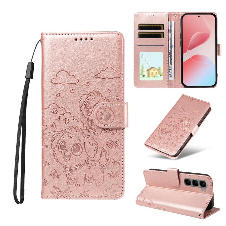 Embossed Heart Dog RFID Blocking Wallet Leather Phone Case, For Infinix Smart 20 4G, For Infinix Hot 60 / 60i, For Infinix Hot 60 Pro+ 4G, For Infinix Hot 60 Pro 4G, For Infinix Smart 10 Plus 4G x6725B, For Infinix Smart 10 4G / Tecno Pop 10           ...