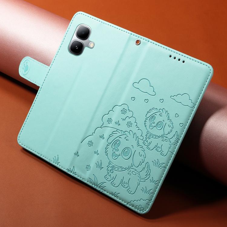 Embossed Heart Dog RFID Blocking Wallet Leather Phone Case, For Infinix Smart 20 4G, For Infinix Hot 60 / 60i, For Infinix Hot 60 Pro+ 4G, For Infinix Hot 60 Pro 4G, For Infinix Smart 10 Plus 4G x6725B, For Infinix Smart 10 4G / Tecno Pop 10           ...