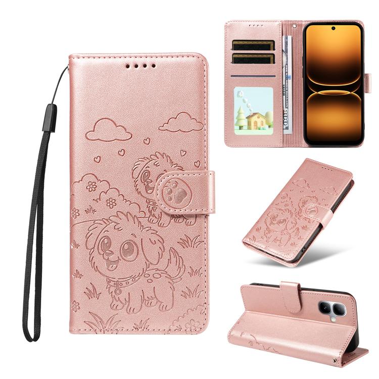 Embossed Heart Dog RFID Blocking Wallet Leather Phone Case, For Infinix Smart 20 4G, For Infinix Hot 60 / 60i, For Infinix Hot 60 Pro+ 4G, For Infinix Hot 60 Pro 4G, For Infinix Smart 10 Plus 4G x6725B, For Infinix Smart 10 4G / Tecno Pop 10           ...