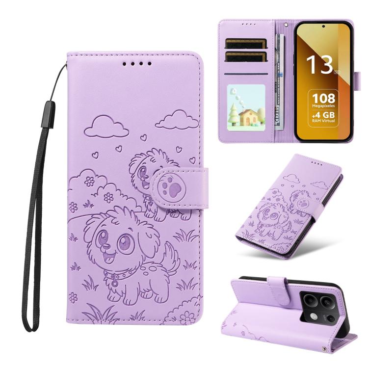 Embossed Heart Dog RFID Blocking Wallet Leather Phone Case, For Redmi A5 4G 171.7mm / Poco C71, For Redmi Note 14S / 13 Pro 4G Global, For Redmi K80 Pro / Poco F7 Ultra, For Redmi K80 / Poco F7 Pro, For Redmi 14C 4G / 5G / 14R / A4                     ...
