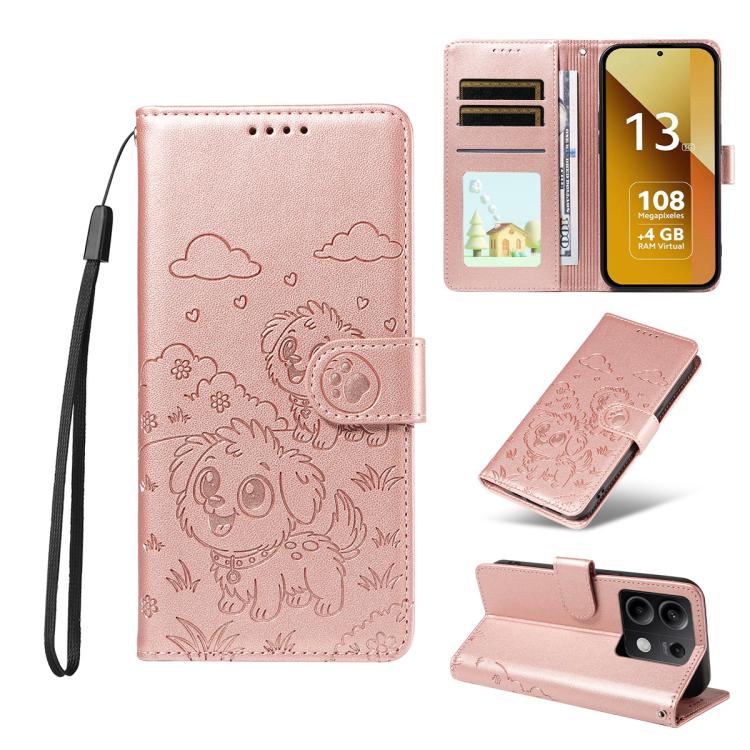 Embossed Heart Dog RFID Blocking Wallet Leather Phone Case, For Redmi A5 4G 171.7mm / Poco C71, For Redmi Note 14S / 13 Pro 4G Global, For Redmi K80 Pro / Poco F7 Ultra, For Redmi K80 / Poco F7 Pro, For Redmi 14C 4G / 5G / 14R / A4                     ...