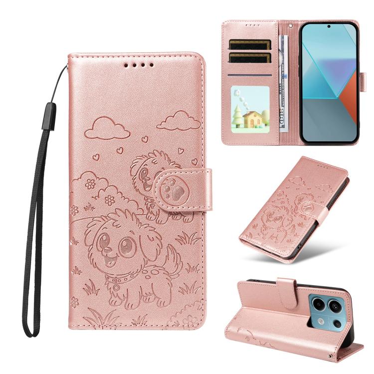 Embossed Heart Dog RFID Blocking Wallet Leather Phone Case, For Redmi A5 4G 171.7mm / Poco C71, For Redmi Note 14S / 13 Pro 4G Global, For Redmi K80 Pro / Poco F7 Ultra, For Redmi K80 / Poco F7 Pro, For Redmi 14C 4G / 5G / 14R / A4                     ...