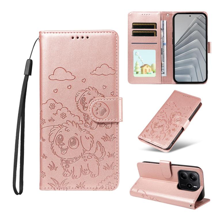 Embossed Heart Dog RFID Blocking Wallet Leather Phone Case, For Redmi A5 4G 171.7mm / Poco C71, For Redmi Note 14S / 13 Pro 4G Global, For Redmi K80 Pro / Poco F7 Ultra, For Redmi K80 / Poco F7 Pro, For Redmi 14C 4G / 5G / 14R / A4                     ...