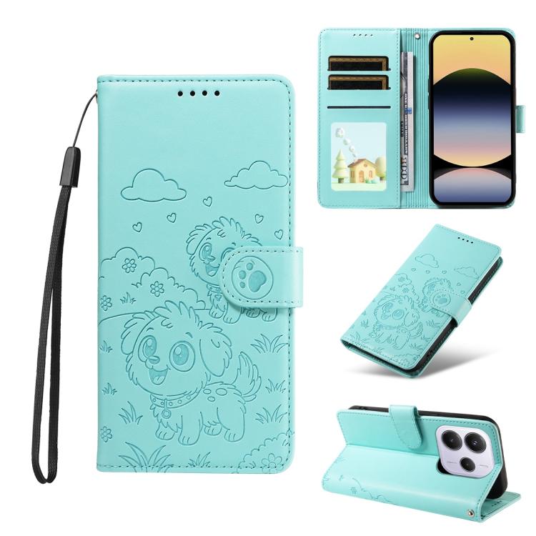 Embossed Heart Dog RFID Blocking Wallet Leather Phone Case, For Redmi A5 4G 171.7mm / Poco C71, For Redmi Note 14S / 13 Pro 4G Global, For Redmi K80 Pro / Poco F7 Ultra, For Redmi K80 / Poco F7 Pro, For Redmi 14C 4G / 5G / 14R / A4                     ...