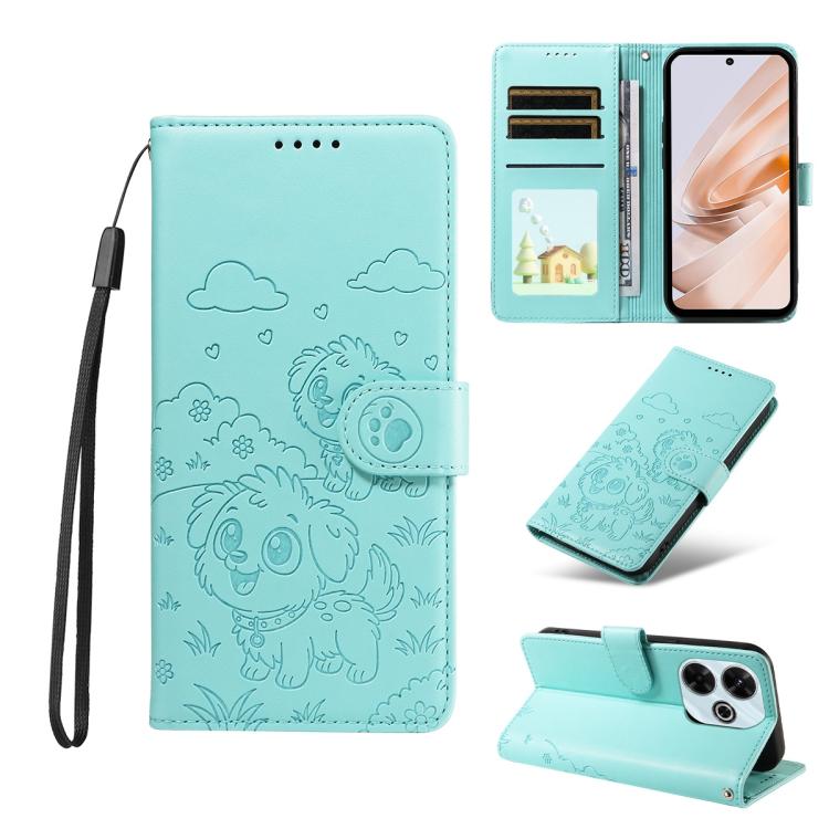 Embossed Heart Dog RFID Blocking Wallet Leather Phone Case, For Redmi Note 17 4G / 5G Global 169.7mm, For Redmi 17C 5G, For Redmi Note 17 Pro+ 5G Global 163.4mm, For Redmi 17 4G / 5G Global 170mm, For Redmi K90 Max 5G / K90 Ultra 5G, For Redmi 15a Glob...