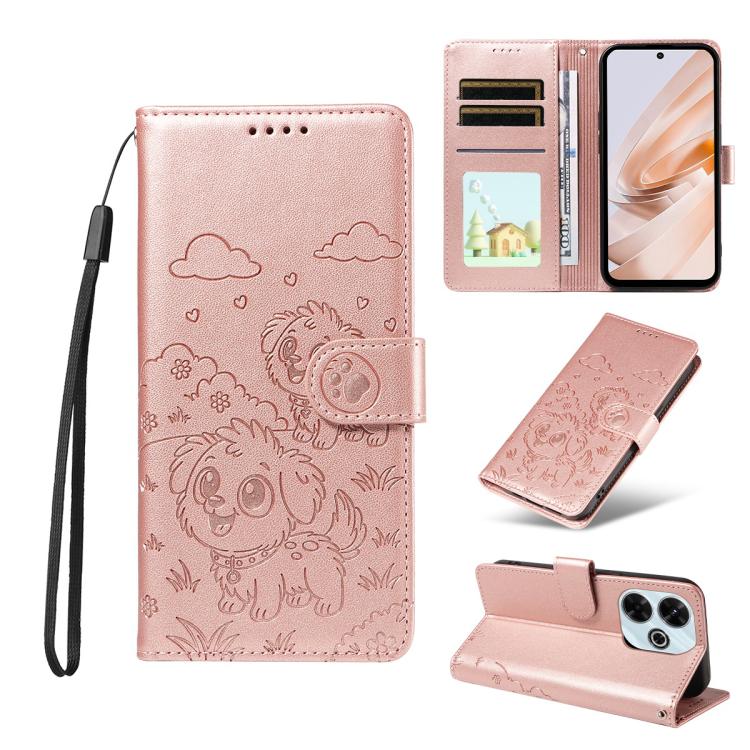 Embossed Heart Dog RFID Blocking Wallet Leather Phone Case, For Redmi Note 17 4G / 5G Global 169.7mm, For Redmi 17C 5G, For Redmi Note 17 Pro+ 5G Global 163.4mm, For Redmi 17 4G / 5G Global 170mm, For Redmi K90 Max 5G / K90 Ultra 5G, For Redmi 15a Glob...