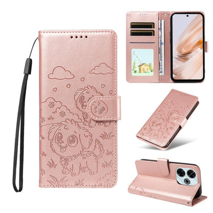 Embossed Heart Dog RFID Blocking Wallet Leather Phone Case, For Redmi Note 17 4G / 5G Global 169.7mm, For Redmi 17C 5G, For Redmi Note 17 Pro+ 5G Global 163.4mm, For Redmi 17 4G / 5G Global 170mm, For Redmi K90 Max 5G / K90 Ultra 5G, For Redmi 15a Glob...