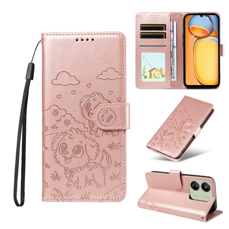 Embossed Heart Dog RFID Blocking Wallet Leather Phone Case, For Redmi A5 4G 171.7mm / Poco C71, For Redmi Note 14S / 13 Pro 4G Global, For Redmi K80 Pro / Poco F7 Ultra, For Redmi K80 / Poco F7 Pro, For Redmi 14C 4G / 5G / 14R / A4                     ...