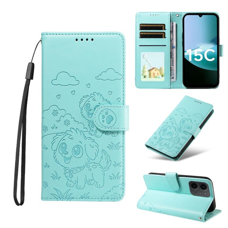 Embossed Heart Dog RFID Blocking Wallet Leather Phone Case, For Redmi Note 17 4G / 5G Global 169.7mm, For Redmi 17C 5G, For Redmi Note 17 Pro+ 5G Global 163.4mm, For Redmi 17 4G / 5G Global 170mm, For Redmi K90 Max 5G / K90 Ultra 5G, For Redmi 15a Glob...