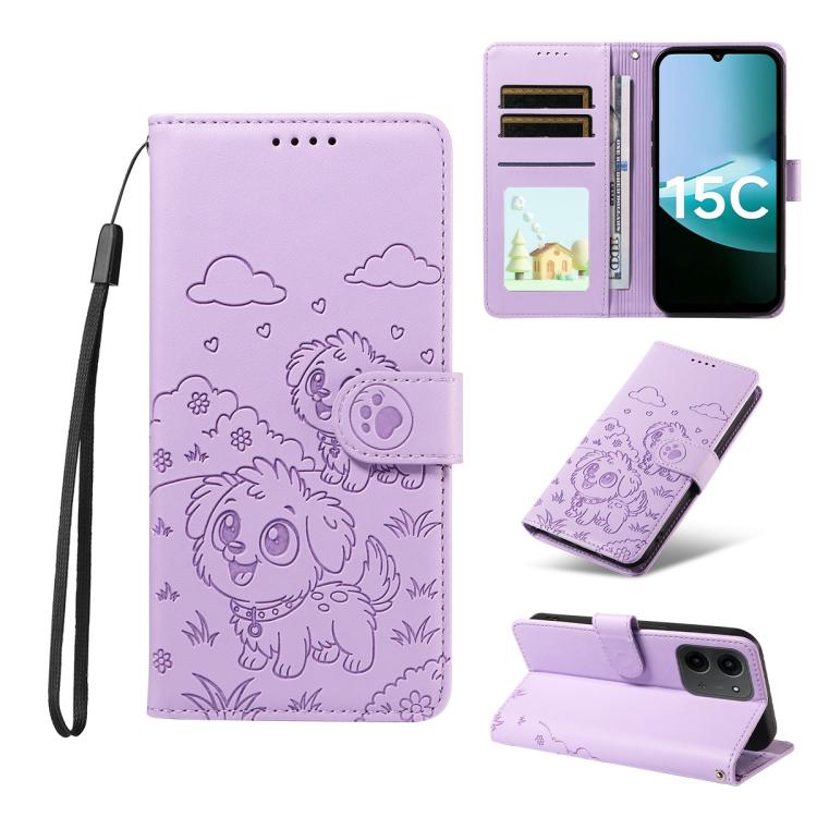 Embossed Heart Dog RFID Blocking Wallet Leather Phone Case, For Redmi Note 17 4G / 5G Global 169.7mm, For Redmi 17C 5G, For Redmi Note 17 Pro+ 5G Global 163.4mm, For Redmi 17 4G / 5G Global 170mm, For Redmi K90 Max 5G / K90 Ultra 5G, For Redmi 15a Glob...