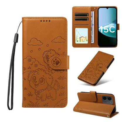 Embossed Heart Dog RFID Blocking Wallet Leather Phone Case, For Redmi Note 17 4G / 5G Global 169.7mm, For Redmi 17C 5G, For Redmi Note 17 Pro+ 5G Global 163.4mm, For Redmi 17 4G / 5G Global 170mm, For Redmi K90 Max 5G / K90 Ultra 5G, For Redmi 15a Glob...