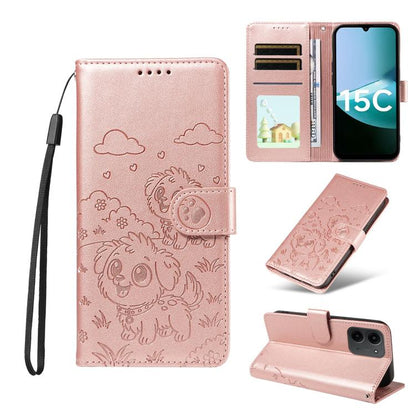 Embossed Heart Dog RFID Blocking Wallet Leather Phone Case, For Redmi Note 17 4G / 5G Global 169.7mm, For Redmi 17C 5G, For Redmi Note 17 Pro+ 5G Global 163.4mm, For Redmi 17 4G / 5G Global 170mm, For Redmi K90 Max 5G / K90 Ultra 5G, For Redmi 15a Glob...