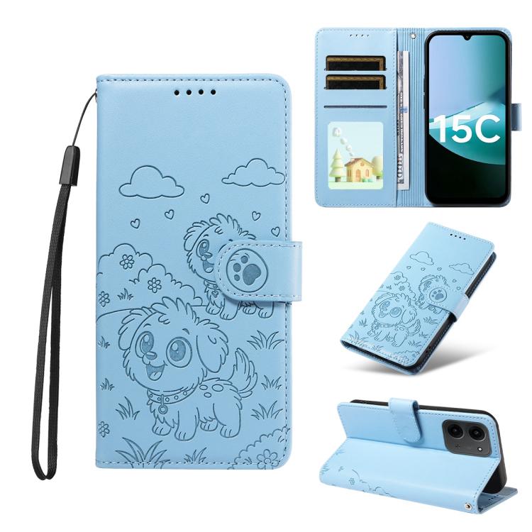 Embossed Heart Dog RFID Blocking Wallet Leather Phone Case, For Redmi Note 17 4G / 5G Global 169.7mm, For Redmi 17C 5G, For Redmi Note 17 Pro+ 5G Global 163.4mm, For Redmi 17 4G / 5G Global 170mm, For Redmi K90 Max 5G / K90 Ultra 5G, For Redmi 15a Glob...