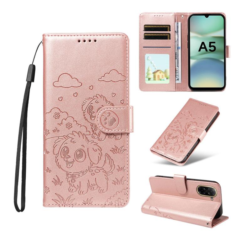 Embossed Heart Dog RFID Blocking Wallet Leather Phone Case, For Redmi Note 17 4G / 5G Global 169.7mm, For Redmi 17C 5G, For Redmi Note 17 Pro+ 5G Global 163.4mm, For Redmi 17 4G / 5G Global 170mm, For Redmi K90 Max 5G / K90 Ultra 5G, For Redmi 15a Glob...