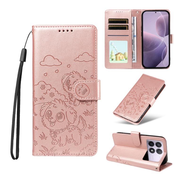 Embossed Heart Dog RFID Blocking Wallet Leather Phone Case, For Redmi A5 4G 171.7mm / Poco C71, For Redmi Note 14S / 13 Pro 4G Global, For Redmi K80 Pro / Poco F7 Ultra, For Redmi K80 / Poco F7 Pro, For Redmi 14C 4G / 5G / 14R / A4                     ...