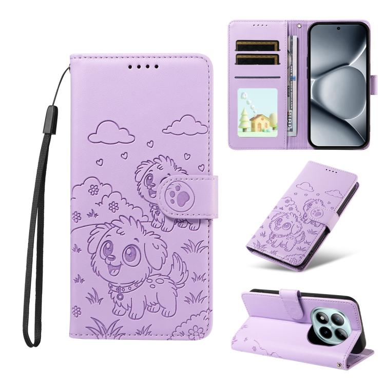 Embossed Heart Dog RFID Blocking Wallet Leather Phone Case, For Redmi Note 17 4G / 5G Global 169.7mm, For Redmi 17C 5G, For Redmi Note 17 Pro+ 5G Global 163.4mm, For Redmi 17 4G / 5G Global 170mm, For Redmi K90 Max 5G / K90 Ultra 5G, For Redmi 15a Glob...